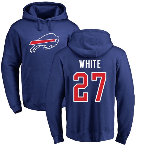 Men NFL Buffalo Bills #27 Tre Davious White Royal Blue Name and Number Logo Pullover Hoodie Sweatshirt->nfl t-shirts->Sports Accessory